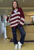 Big Softie Block Stripe Cobain Knit Burgundy